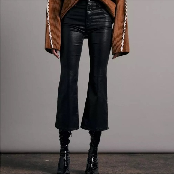 Rag & Bone Casey Coated High Rise Ankle Flare Black Jeans Size 30 Indie Sleaze - Picture 4 of 16